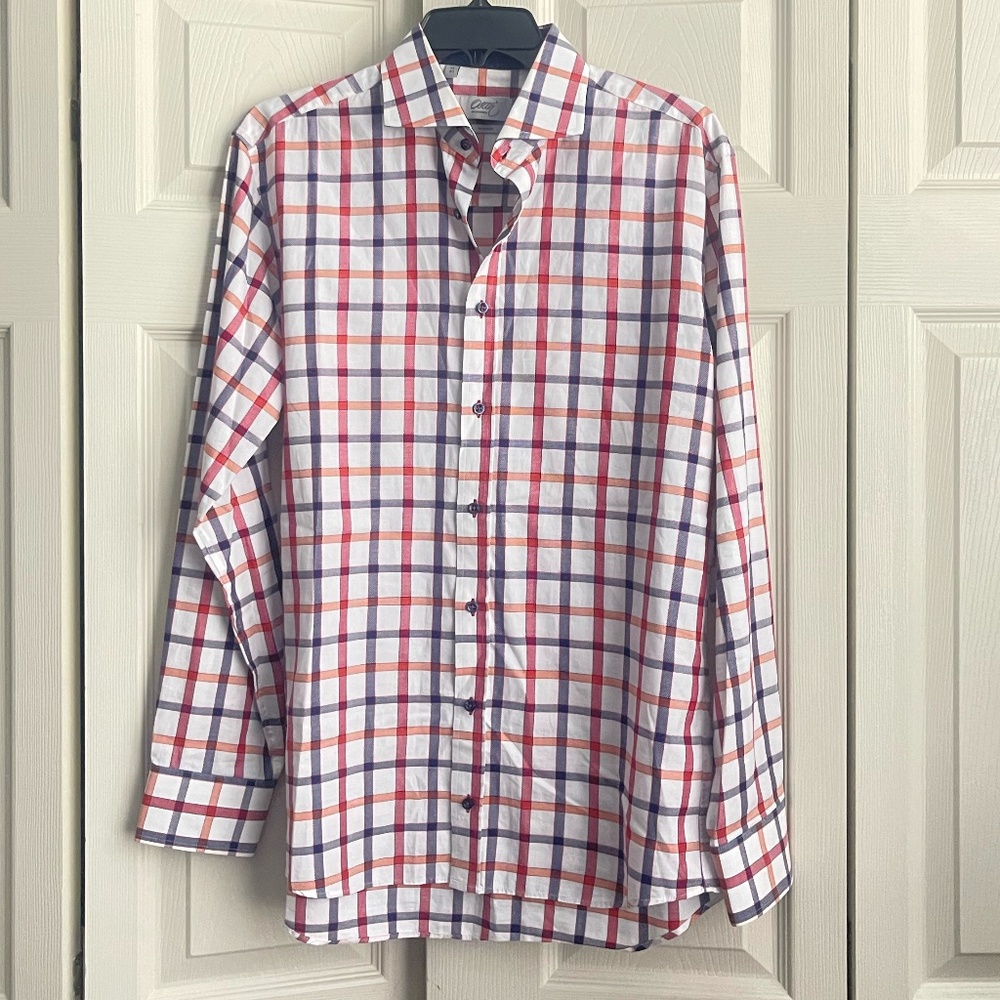 Oscar of Sweden men's button shirt size M 40 100% Cotton. #209